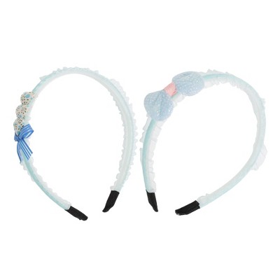 Unique Bargains Girl's Elegant Mesh Headbands 5.51"x4.72"x0.28" Lake Blue 2 Pcs