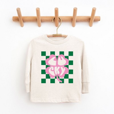 The Juniper Shop Lucky Clover Checkered Youth Long Sleeve Tee