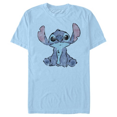 Men's Lilo & Stitch Distressed And Fluffy T-shirt - Light Blue - 3x ...