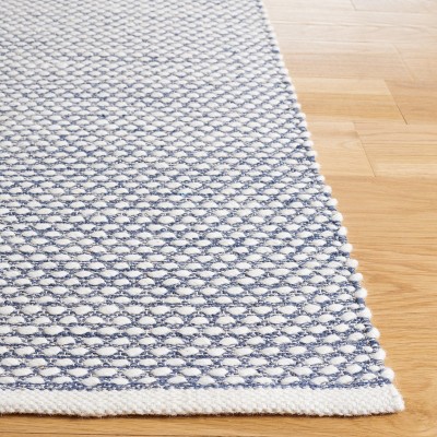 Navy Handwoven Wool 8' x 10' Rectangular Area Rug