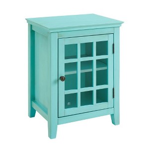 Largo Antique Turquoise Single Door Cabinet Turquoise - Linon