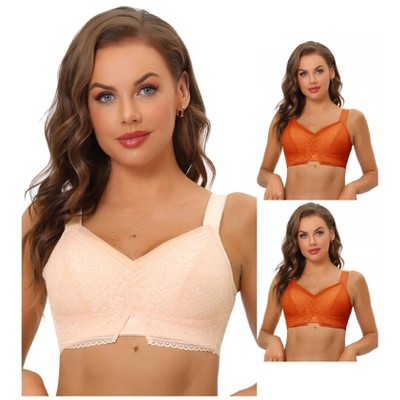 Allegra K Women's Lace Minimizer Bralettes U Back Full Coverage Wireless 3 Packs