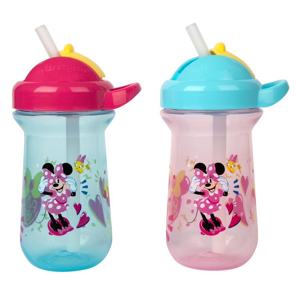 Photos - Baby Bottle / Sippy Cup The First Years Disney Minnie Mouse Flip Top Straw Cup - 2pk/10oz