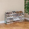 Shoe Rack, 3 Tier Shoe Organizer, Fabric Shoe Shelf Storage with 4 Hooks, Holds up to 18 Pairs of Shoes, Height-Adjustable Shoe Rack for Entryway - 2 of 4