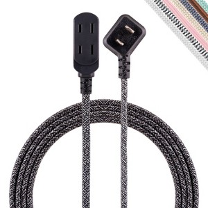 Cordinate 8' 3 Outlet Polarized Extension Cord Black/White - 1 of 4