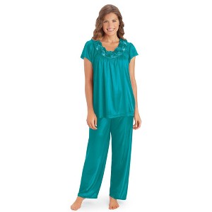 Collections Etc Rose Trim Short Sleeve Pajama Set - 1 of 4