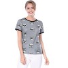 Allegra K Women's Cat Contrast Cartoon Print Tee Casual Summer T-Shirt - 3 of 4
