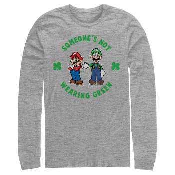 Men's Nintendo Super and Luigi St. Patrick's Day Not Wearing Green Long Sleeve Shirt