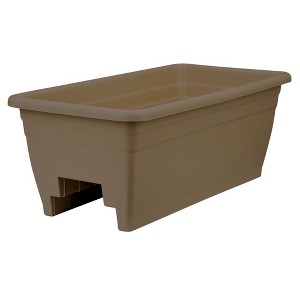 HC Companies SPX24DB0E2112-Inch Outdoor Durable Plastic Deck Planter Box for Flowers, Vegetables, and Succulents, Chocolate - 1 of 4