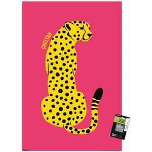 Trends International Reinders: Animals - Yellow Cat (Cheetah) Unframed Wall Poster Print Clear Push Pins Bundle 22.375" x 34" - 1 of 4