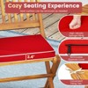 Tangkula Patio Folding Chair Set of 4 Portable Acacia Wood Dining Chairs with High Back & Seat Cushions Beige/Navy/Red - 4 of 4