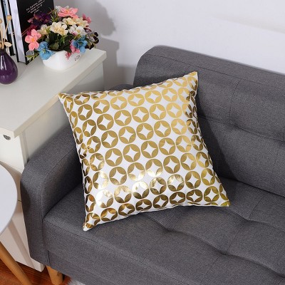 1 Pc 18"x18" Polyester Stamping Soft Circle Print Decorative Pillow Cover Gold - PiccoCasa