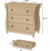 3-Drawer Dresser - Tall Boho Dresser with Curved Legs and Rattan Accents, for Living Room, Bedroom, Natural - 2 of 4