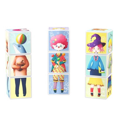 PICASSO-TILES 9 PC Mix & Match Magnetic Building Puzzle Cubes Set for Kids Ages 3+