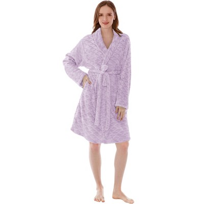PAVILIA Short Robes for Women, Plush Soft Bathrobe Womens Lightweight, Fluffy Fuzzy Robe Knee Length, Shower Spa