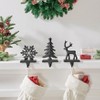 Danya B. Dark Brown Cast Iron Holiday Sculpture Figure Christmas Decorative Utility Mantel Stocking Hook Set of 3 - Snowflake, Reindeer, Tree - 2 of 4