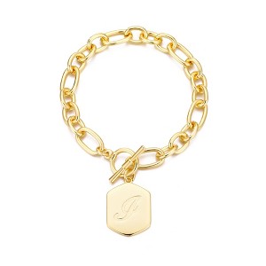Adornia 14k Gold Plated Monogram Initial Chunky Toggle Bracelet - 1 of 1