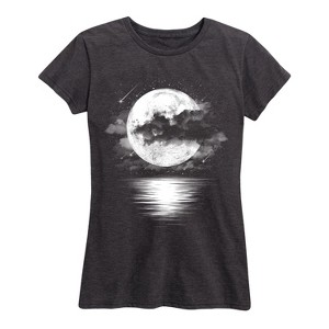 Women's - Instant Message - Cloudy Moon Shooting Stars Short Sleeve Graphic T-Shirt - 1 of 4