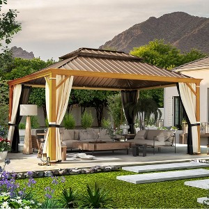 EROMMY 12' X 16' Hardtop Gazebo Aluminum Frame Gazebo with Galvanized Steel Double Roof - 1 of 4