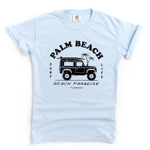 Simply Sage Market Women's Palm Beach Truck Short Sleeve Garment Dyed Tee - 1 of 2