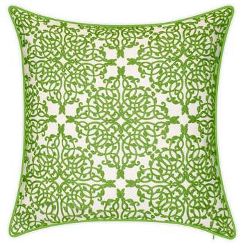 Plow & Hearth Indoor/Outdoor Embroidered Lacework Throw Pillow - Leaf
