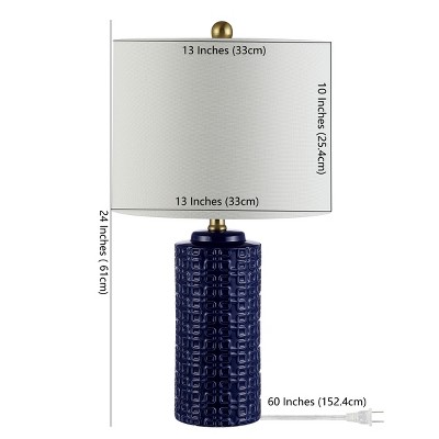 Navy Blue Ceramic Table Lamp Set with White Shades