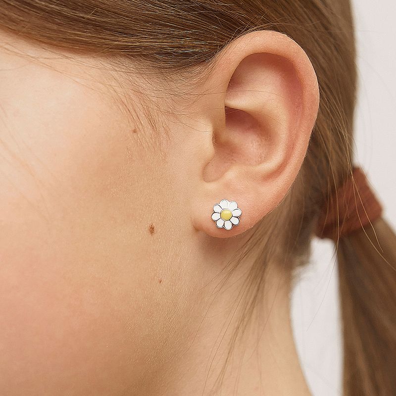 Girl's Delightful Daisy Screw Back Sterling Silver Earrings - In Season Jewelry, 4 of 10