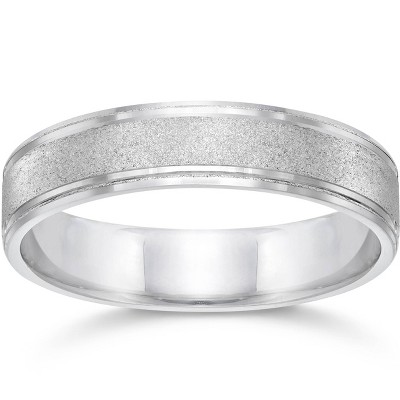 Pompeii3 Brushed Wedding Band 5mm 10K White Gold