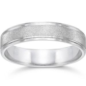 Pompeii3 Brushed Wedding Band 5mm 10K White Gold - 1 of 2