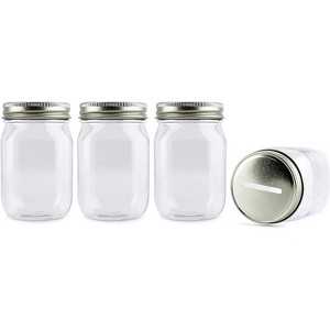 Cornucopia Brands Small Plastic Mason Coin Bank 16oz Jars, 4pk, w/ Slotted Lids - 1 of 4