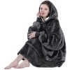 PAVILIA Faux Shearling Wearable Blanket Hoodie, Cozy Oversized Hooded Sweatshirt Adults, Warm Fleece Big Pocket - 2 of 4