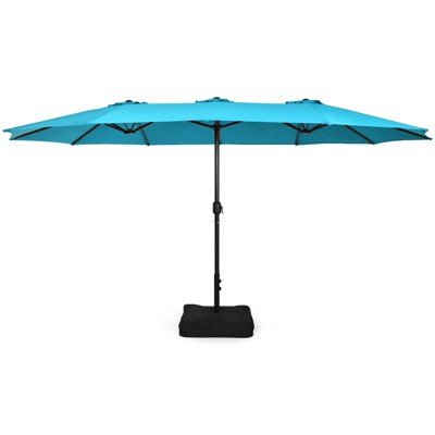 Tangkula 15FT Double-Sided Twin Patio Umbrella with Base Extra-Large Market Umbrella for Outdoor