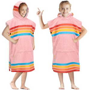 SUN CUBE Kids Changing Robe Surf Beach Towels, Quick Dry Wearable Towel Hood Pocket, Wetsuit Changing Cape for Toddler Boys Girls Teen 3-12 - 1 of 4