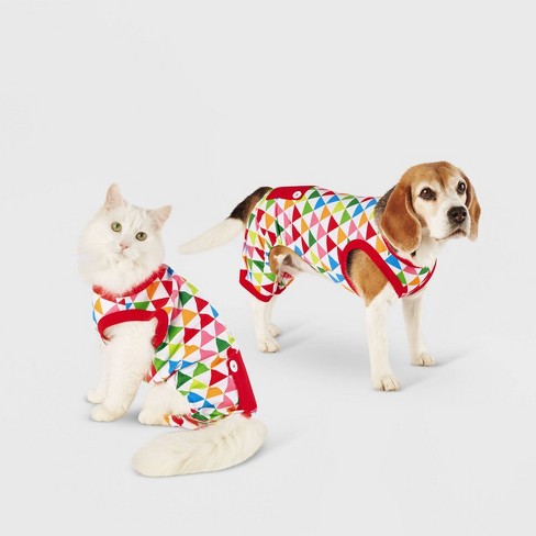 Colorful Triangle Print Dog and Cat Pajamas XS Wondershop