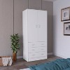 Armoire 71" H, with 2 doors, 3 drawers and 1 hanging rod, White - 2 of 4