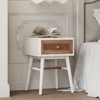 JIONJOY Distressed Rattan Nightstand - Fully Assembled 2-Drawer Boho Bedside Table with Brass Knobs & Woven Cane Fronts - 3 of 4