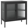 vidaXL Sideboard Black 27.6 in.x13.8 in.x27.6 in. Glass and Steel - image 2 of 4