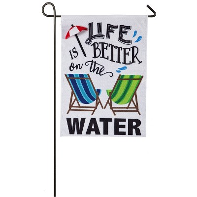 Life is Better on the Water Garden Burlap Flag