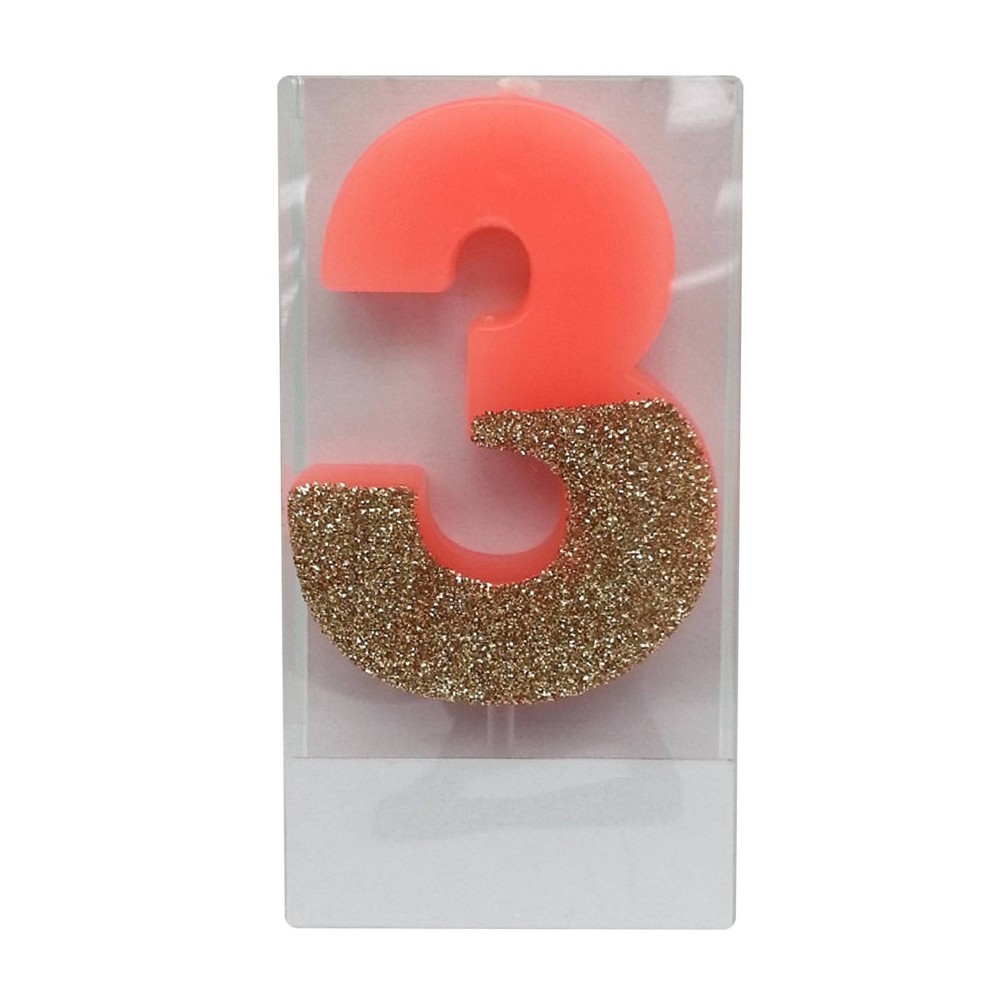 Number 3 Glitter Candle  - Spritz&amp;#8482;