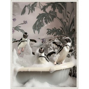 Amanti Art Splish Splash Penguin Bash by Niky Rahner Framed Canvas Wall Art - 1 of 4