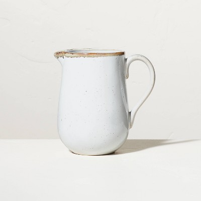 Small 47oz Glazed Stoneware Pitcher Speckled Sour Cream - Hearth & Hand™ with Magnolia
