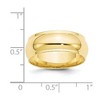 Black Bow Jewelry 8mm 10K Yellow or White Gold Half Round Ridged Edge Standard Fit Band - 3 of 4