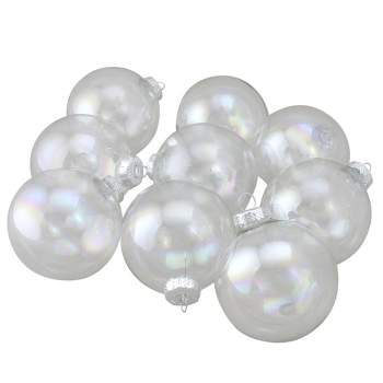 Northlight 9ct Clear and Silver Iridescent Glass Christmas Ball Ornaments 2.5" (65mm)