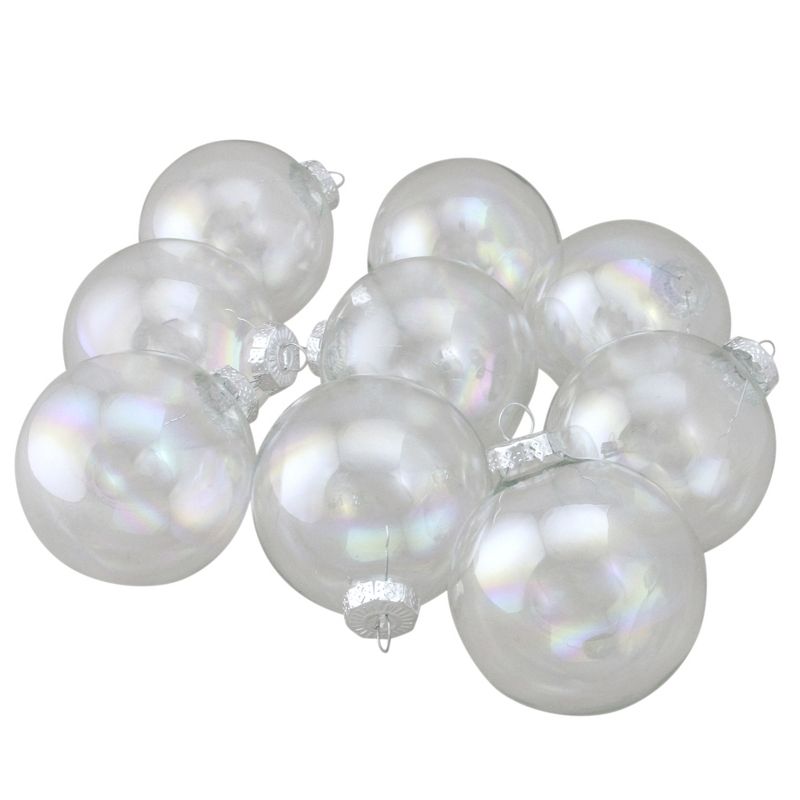 Northlight 9ct Clear and Silver Iridescent Glass Christmas Ball Ornaments 2.5" (65mm), 1 of 3