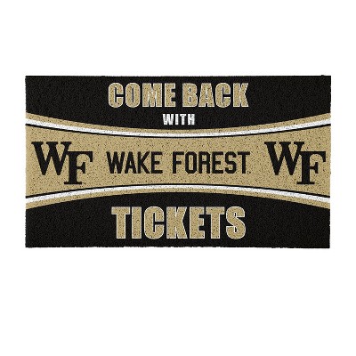 Evergreen Come Back with Tickets Wake Forest 28" x 16" Woven PVC Indoor Outdoor Doormat
