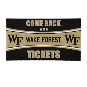 Evergreen Come Back with Tickets Wake Forest 28" x 16" Woven PVC Indoor Outdoor Doormat - 1 of 4