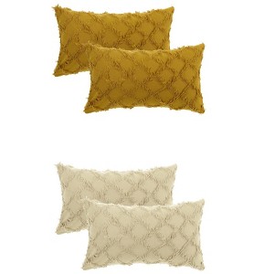 Unique Bargains Decorative Cozy Solid Color Cut Flower Checkered Throw Pillow Covers 4 Pcs - 1 of 4