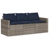vidaXL 6 Piece Patio Sofa Set with Cushions Gray Poly Rattan - 3 of 4