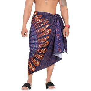LA LEELA Men's Sarong Beach Cover Ups Wraps One Size Royal Mandala - 1 of 4
