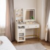 COZONY White Vanity Desk with Lighted Mirror & Power Outlet – Large Makeup Vanity Table with Drawers & Shelves - 2 of 4